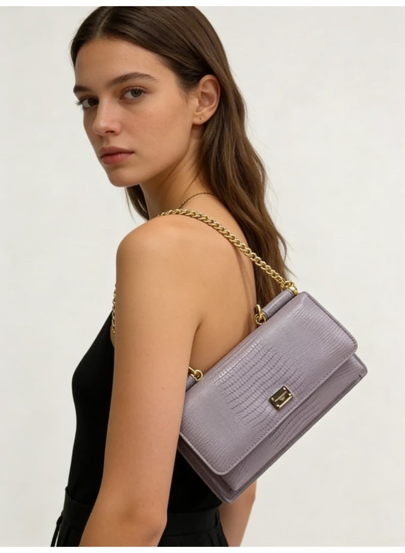 دي آند جي Dolce & Gabbana Dauphine ميني توت حقيبة | D & G علامة مخطوطة حقيبة يد من جلد العجل مع حزام سلاسل قابل للإزالة ، حفلات مسائية رائعة سلاسل فتاة - Image 2